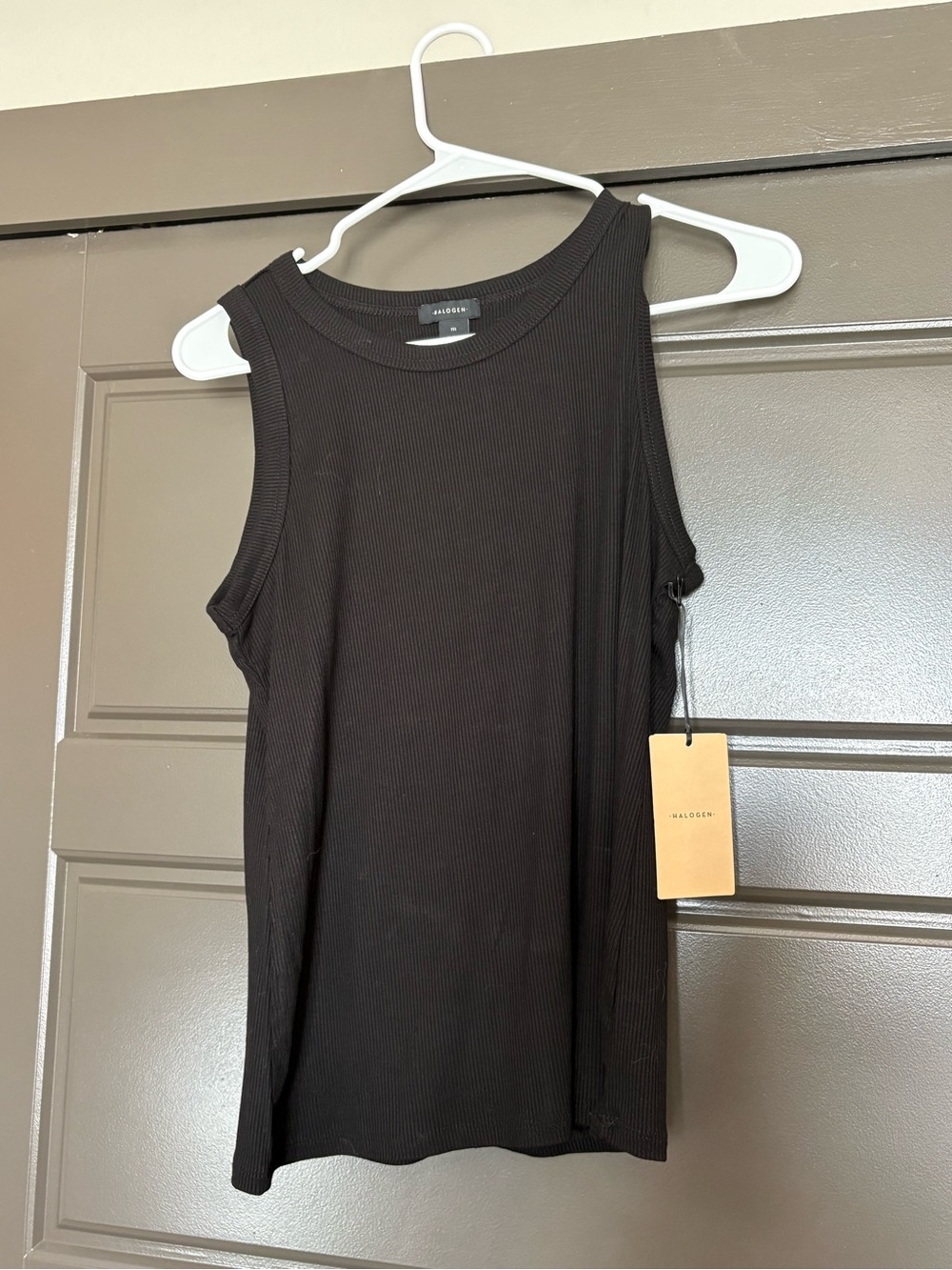 Halogen Black Ribbed Tank - Sleeveless Knit Top